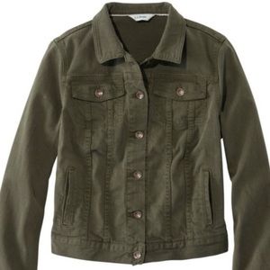 L.L. Bean Luxe Dark Green Denim Jean Jacket, Women’s Large